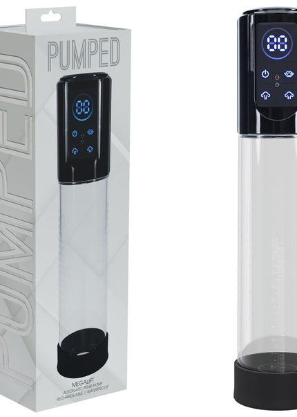 PUMPED MegaLift Automatic Penis Pump - Black - Black/Clear USB Rechargeable Auto Penis Pump