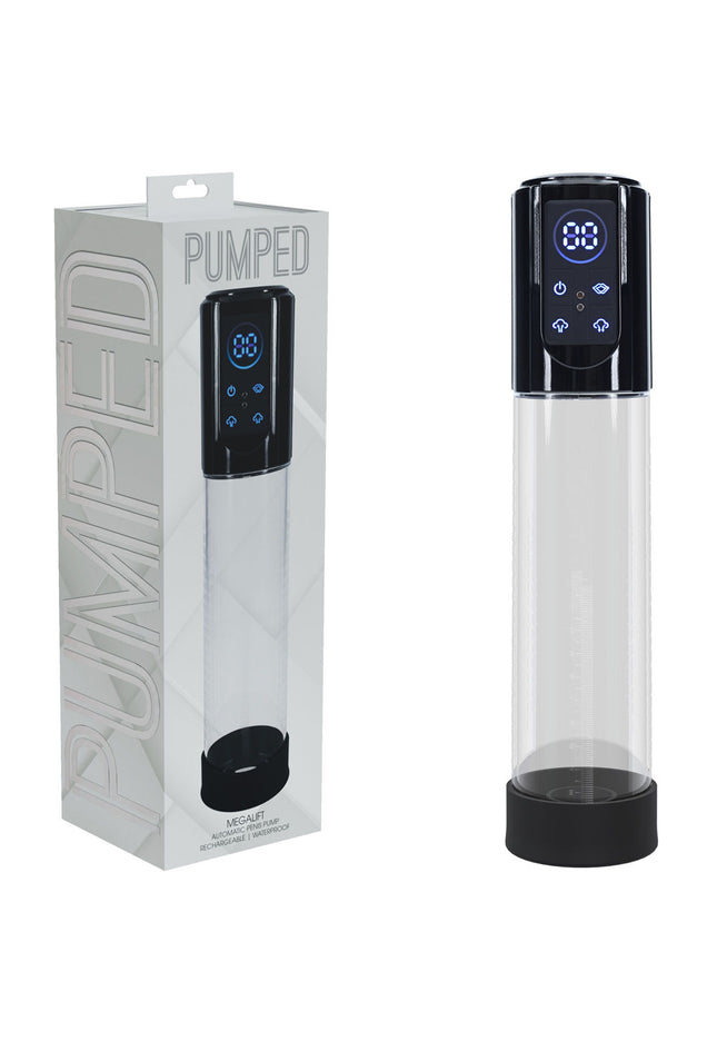 PUMPED MegaLift Automatic Penis Pump - Black - Black/Clear USB Rechargeable Auto Penis Pump