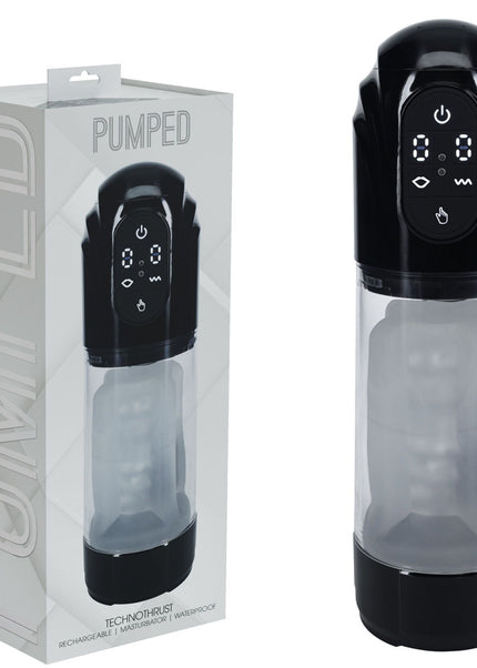 PUMPED TechnoThrust Auto Masturbator - Black/Clear USB Rechargeable Auto Maturbator
