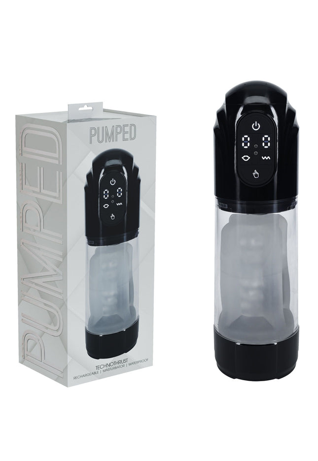 PUMPED TechnoThrust Auto Masturbator - Black/Clear USB Rechargeable Auto Maturbator