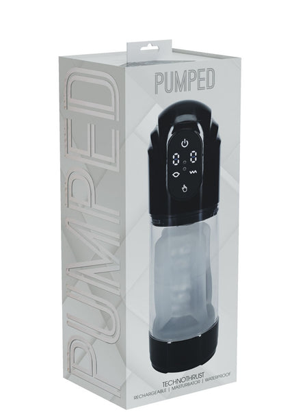 PUMPED TechnoThrust Auto Masturbator - Black/Clear USB Rechargeable Auto Maturbator
