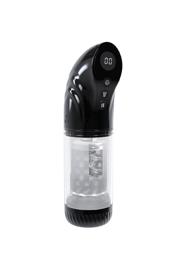 PUMPED Strokemate - Black/Clear USB Rechargeable Sucking Rotating and Thrusting Auto Masturbator