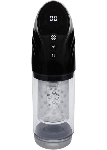 PUMPED Strokemate - Black/Clear USB Rechargeable Sucking Rotating and Thrusting Auto Masturbator