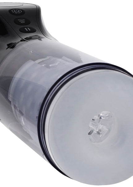 PUMPED Strokemate - Black/Clear USB Rechargeable Sucking Rotating and Thrusting Auto Masturbator