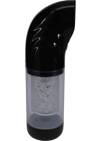 PUMPED Strokemate - Black/Clear USB Rechargeable Sucking Rotating and Thrusting Auto Masturbator