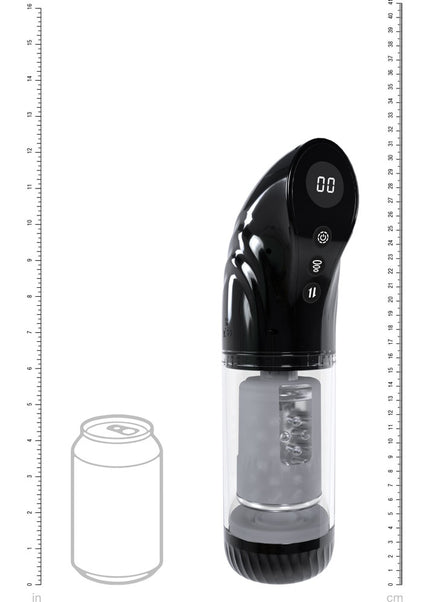 PUMPED Strokemate - Black/Clear USB Rechargeable Sucking Rotating and Thrusting Auto Masturbator