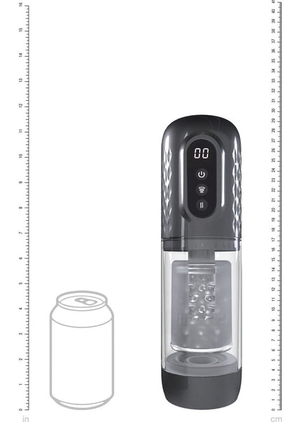 PUMPED Vortex - Gunmetal - Gunmetal Grey/Clear USB Rechargeable Sucking Rotating and Thrusting Auto Masturbator