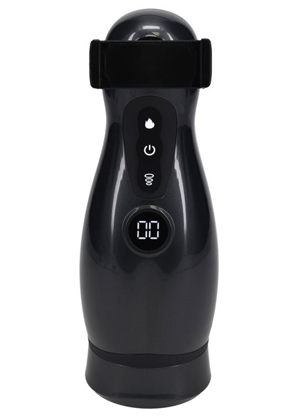 PUMPED Virtuo - Gunmetal - Gunmetal Grey/Clear USB Rechargeable Sucking And Vibrating Auto Masturbator