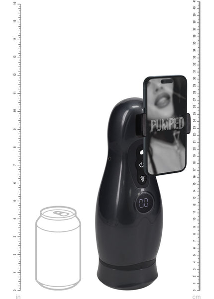 PUMPED Virtuo - Gunmetal - Gunmetal Grey/Clear USB Rechargeable Sucking And Vibrating Auto Masturbator