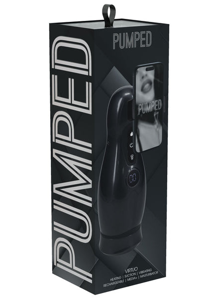 PUMPED Virtuo - Gunmetal - Gunmetal Grey/Clear USB Rechargeable Sucking And Vibrating Auto Masturbator