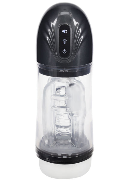 PUMPED SonicPull - Gunmetal - Gunmetal Grey/Clear USB Rechargeable Sucking And Vibrating Auto Masturbator