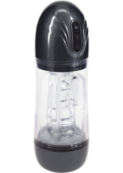 PUMPED SonicPull - Gunmetal - Gunmetal Grey/Clear USB Rechargeable Sucking And Vibrating Auto Masturbator