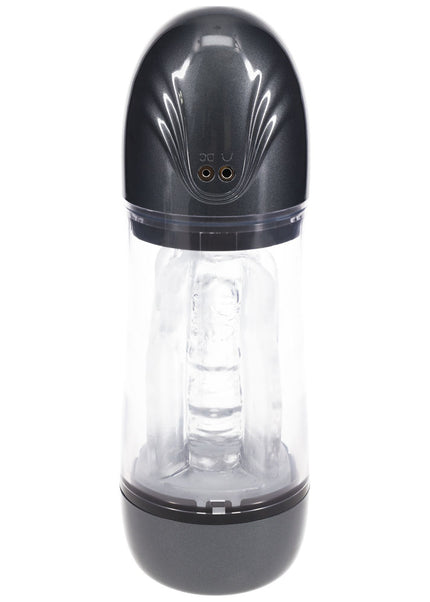PUMPED SonicPull - Gunmetal - Gunmetal Grey/Clear USB Rechargeable Sucking And Vibrating Auto Masturbator