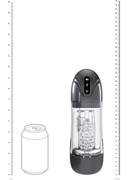 PUMPED SonicPull - Gunmetal - Gunmetal Grey/Clear USB Rechargeable Sucking And Vibrating Auto Masturbator