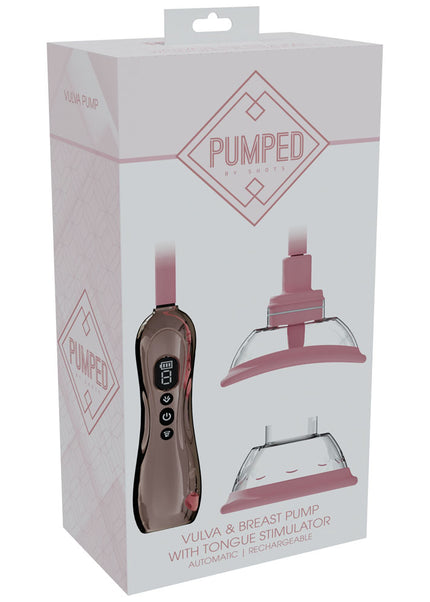 PUMPED Vulva & Breast Pump with Tongue Stimulator - Rose Gold - Rose Gold USB Rechargeable Ladies Pump Set