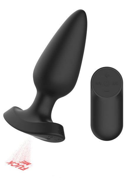 Passion Play Fuck ME Vibrating Anal Plug - Black 13.5 cm USB Rechargeable Vibrating Anal Plug with Laser Fuck Me Light