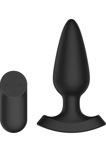 Passion Play Fuck ME Vibrating Anal Plug - Black 13.5 cm USB Rechargeable Vibrating Anal Plug with Laser Fuck Me Light