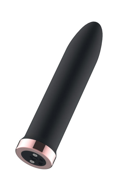Passion Play Rechargeable Vibrating Bullet - Black - Black 9.8 cm USB Rechargeable Bullet