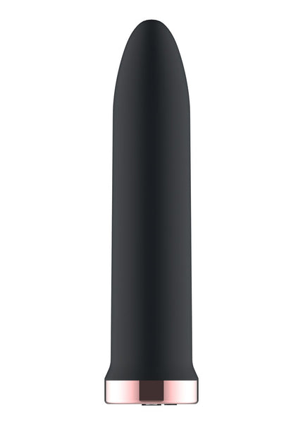 Passion Play Rechargeable Vibrating Bullet - Black - Black 9.8 cm USB Rechargeable Bullet