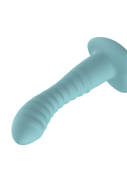 Passion Play Liquid Silicone Ridged Dildo - Blue - Blue 18 cm Dildo