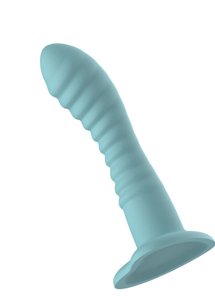 Passion Play Liquid Silicone Ridged Dildo - Blue - Blue 18 cm Dildo