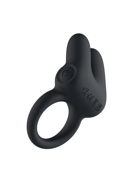 Passion Play Dual Motors Vibrating Cockring - Black USB Rechargeable Vibrating Cock Ring