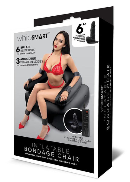 Whipsmart Inflatable Bondage Chair - Black Inflatable Chair with 6'' Vibrating Dong