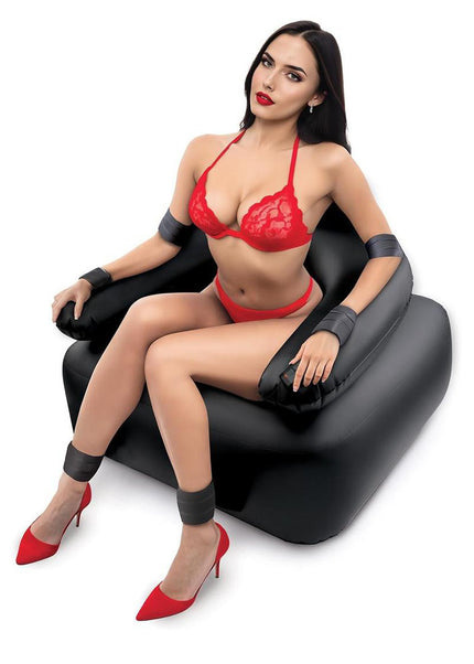 Whipsmart Inflatable Bondage Chair - Black Inflatable Chair with 6'' Vibrating Dong
