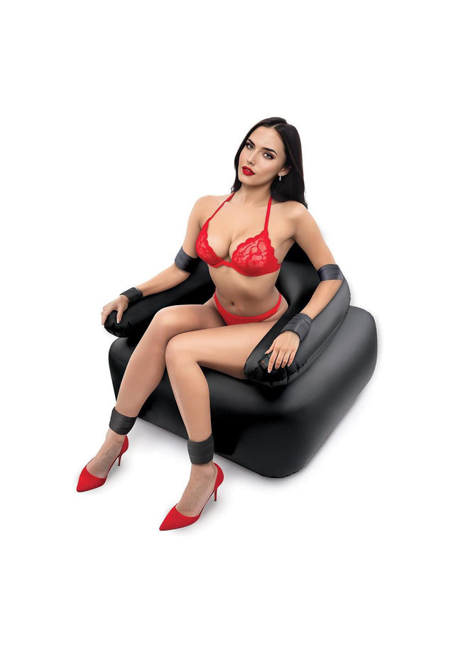 Whipsmart Inflatable Bondage Chair - Black Inflatable Chair with 6'' Vibrating Dong