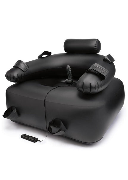 Whipsmart Inflatable Bondage Chair - Black Inflatable Chair with 6'' Vibrating Dong