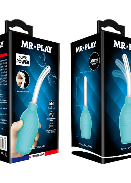 MR PLAY Anal Douche - Aqua/White Unisex Douche - 310 ml Capacity