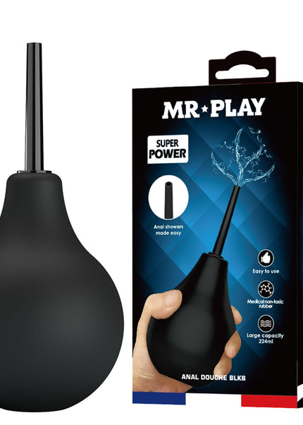 MR PLAY Anal Douche - Black - Black Unisex Douche - 224 ml Capacity