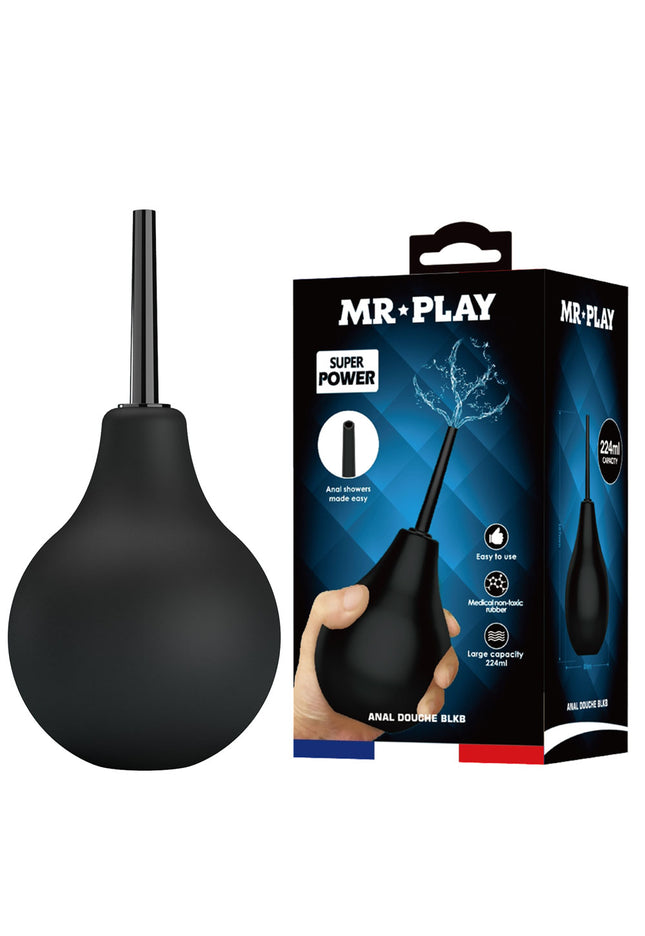 MR PLAY Anal Douche - Black - Black Unisex Douche - 224 ml Capacity