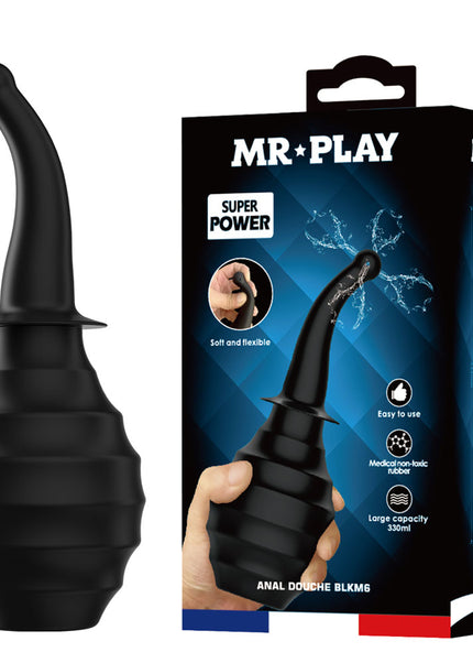 MR PLAY Anal Douche M6 - Black - Black Unisex Douche - 330 ml Capacity