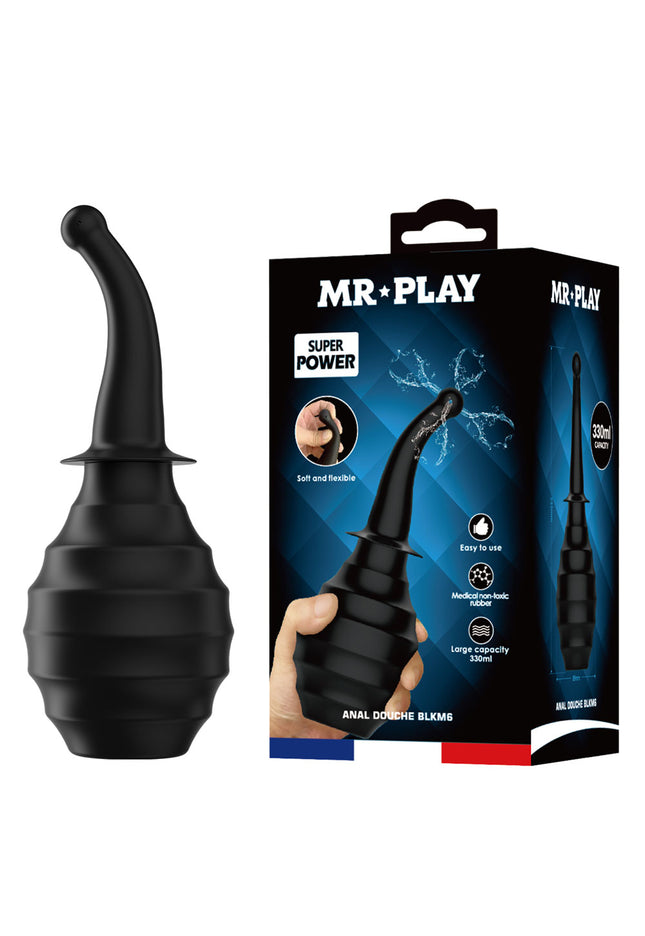 MR PLAY Anal Douche M6 - Black - Black Unisex Douche - 330 ml Capacity
