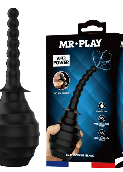 MR PLAY Anal Douche M7 - Black - Black Unisex Douche - 330 ml Capacity