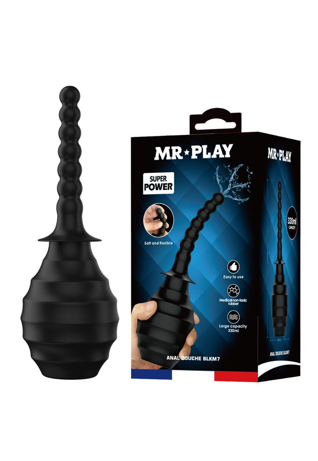 MR PLAY Anal Douche M7 - Black - Black Unisex Douche - 330 ml Capacity