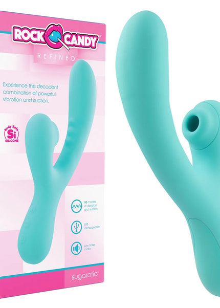 Rock Candy Refined - Sugarotic - Teal USB Rechargeable Vibrator with Air Pulsation