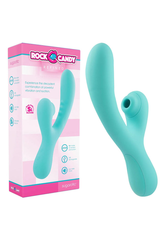 Rock Candy Refined - Sugarotic - Teal USB Rechargeable Vibrator with Air Pulsation