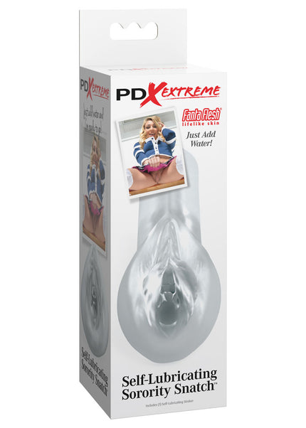 Pipedream Extreme Toyz Self Lubricating Sorority Snatch - Clear - Clear Vagina Stroker