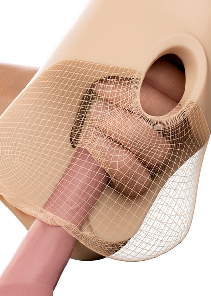 PDX Plus Double Pounder Vibrating Squeeze Stroker - Flesh - Flesh USB Rechargeable Vibrating Vagina Stroker