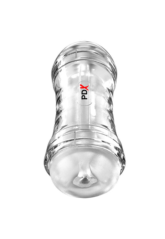 PDX Wet Pussies Super Flip-A-Pussy Over - Clear - Clear Dual Ended Self Lubricating Stroker (Vagina & Ass)