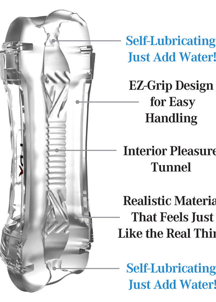 PDX Wet Pussies Super Flip-A-Pussy Over - Clear - Clear Dual Ended Self Lubricating Stroker (Vagina & Ass)