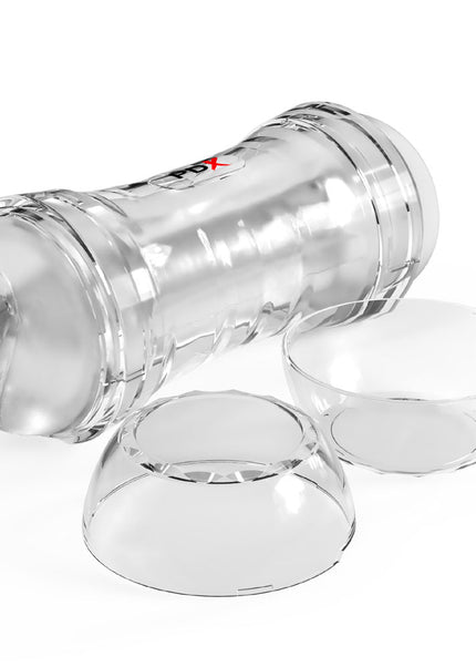 PDX Wet Pussies Super Flip-A-Pussy Over - Clear - Clear Dual Ended Self Lubricating Stroker (Vagina & Ass)