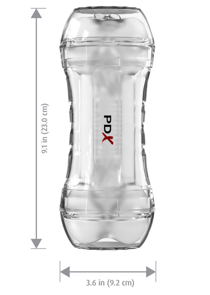 PDX Wet Pussies Super Flip-A-Pussy Over - Clear - Clear Dual Ended Self Lubricating Stroker (Vagina & Ass)