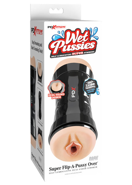 PDX Wet Pussies Super Flip-A-Pussy Over - Light - Flesh Dual Ended Stroker (Vagina & Ass)