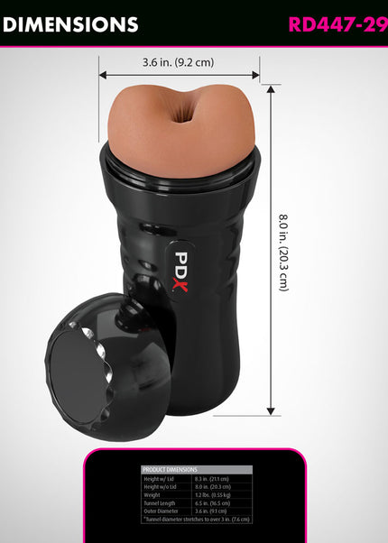 PDX Wet Bussies Super Bangin Butt - Brown - Brown Anal Stroker