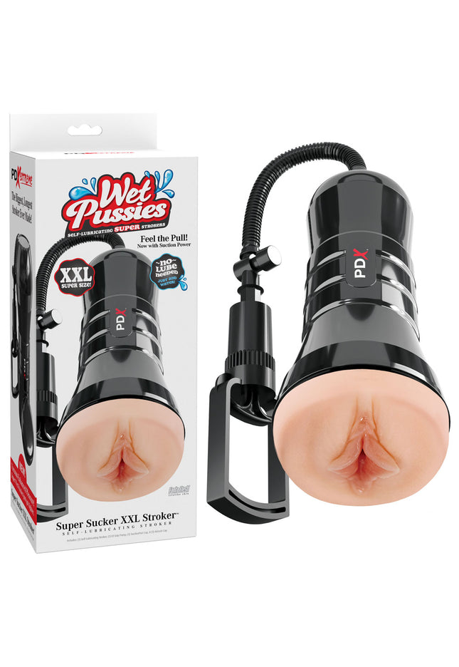 PDX Wet Pussies Super Sucker XXL Stroker - Flesh - Flesh Vagina Stroker with Suction Pump