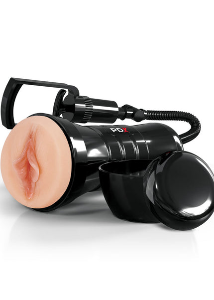 PDX Wet Pussies Super Sucker XXL Stroker - Flesh - Flesh Vagina Stroker with Suction Pump