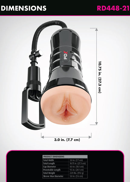 PDX Wet Pussies Super Sucker XXL Stroker - Flesh - Flesh Vagina Stroker with Suction Pump